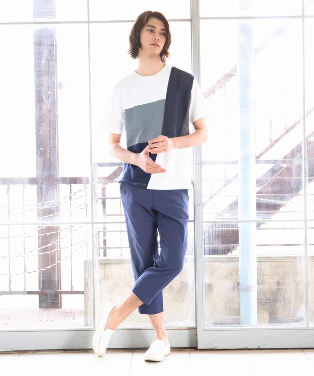 MKLGR07110 MK MICHEL KLEIN HOMME(MKミッシェルクランオム) ストレッチ七分丈パンツ ブルー