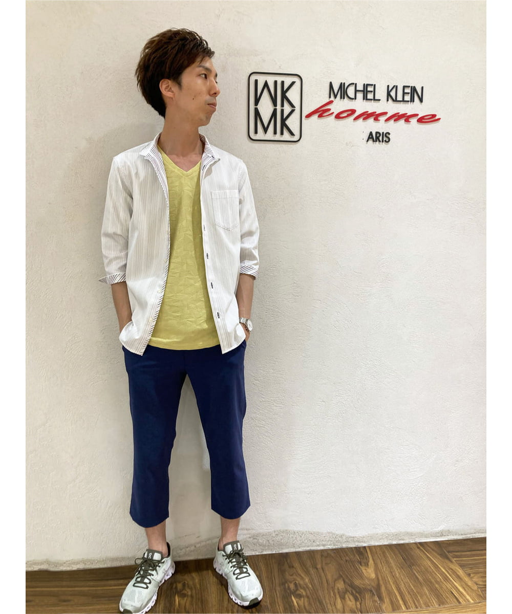 MKLGR07110 MK MICHEL KLEIN HOMME(MKミッシェルクランオム) ストレッチ七分丈パンツ ブルー