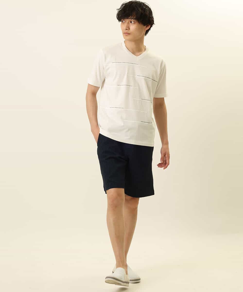 MKLGR20059 MK MICHEL KLEIN HOMME(MKミッシェルクランオム) ヘリンボーンショートパンツ ネイビー