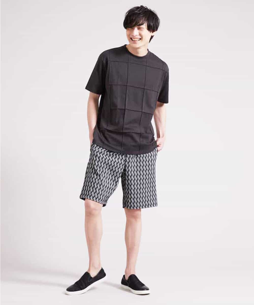 MKLGR20059 MK MICHEL KLEIN HOMME(MKミッシェルクランオム) ヘリンボーンショートパンツ ブラック
