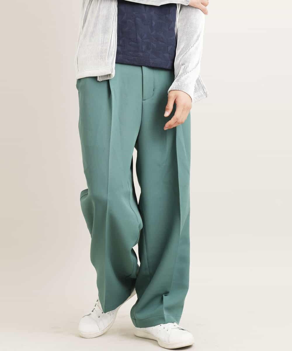 MKLGR89090 MK MICHEL KLEIN HOMME(MKミッシェルクランオム) ストレッチワイドパンツ グリーン