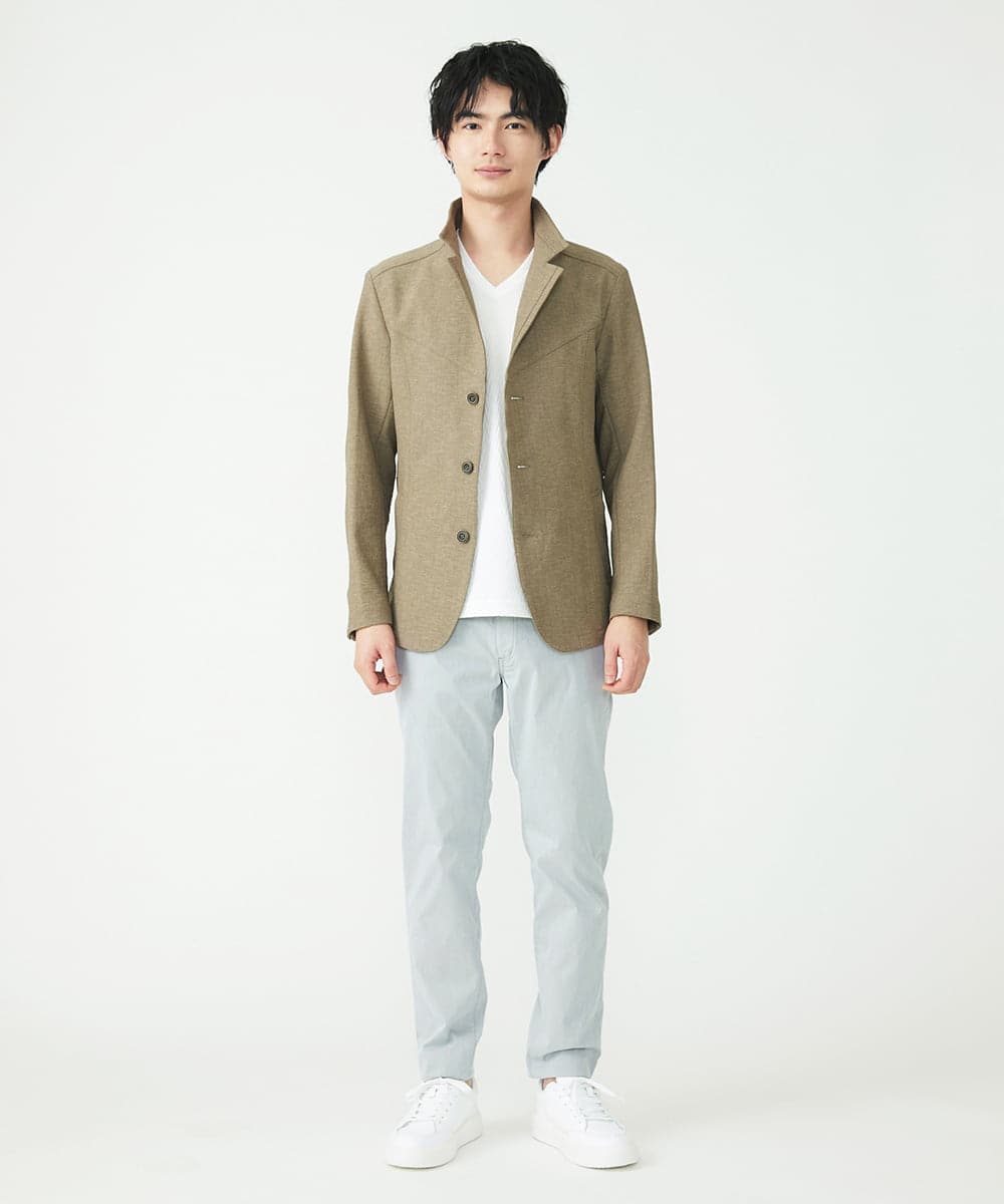 MKLGS57140 MK MICHEL KLEIN HOMME(MKミッシェルクランオム) クールマックスピケストレッチパンツ ライトグレー(91)