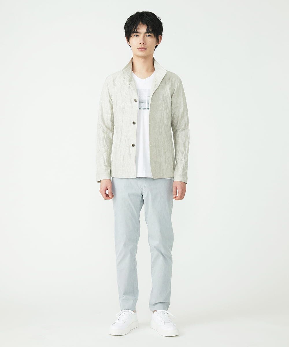 MKLGS57140 MK MICHEL KLEIN HOMME(MKミッシェルクランオム) クールマックスピケストレッチパンツ ライトグレー(91)