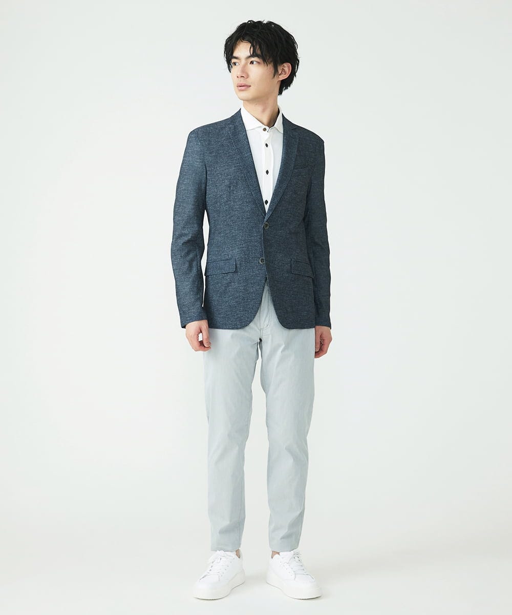 MKLGS57140 MK MICHEL KLEIN HOMME(MKミッシェルクランオム) クールマックスピケストレッチパンツ ライトグレー(91)