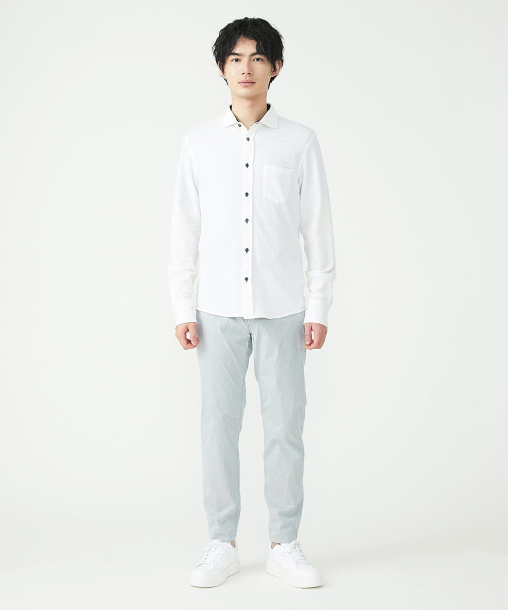 MKLGS57140 MK MICHEL KLEIN HOMME(MKミッシェルクランオム) クールマックスピケストレッチパンツ ライトグレー(91)