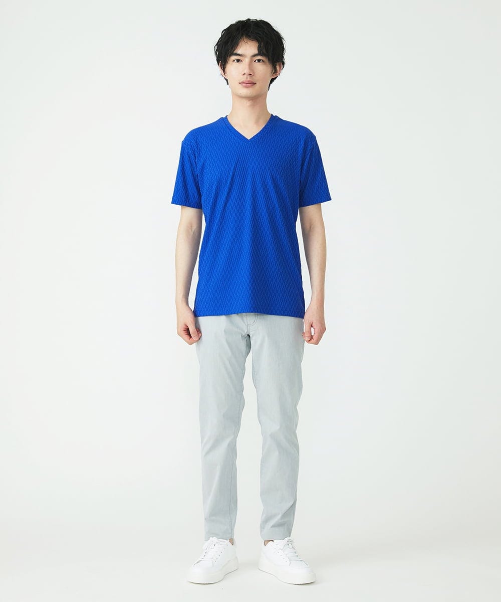 MKLGS57140 MK MICHEL KLEIN HOMME(MKミッシェルクランオム) クールマックスピケストレッチパンツ ライトグレー(91)