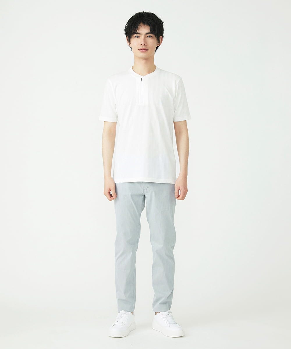 MKLGS57140 MK MICHEL KLEIN HOMME(MKミッシェルクランオム) クールマックスピケストレッチパンツ ライトグレー(91)