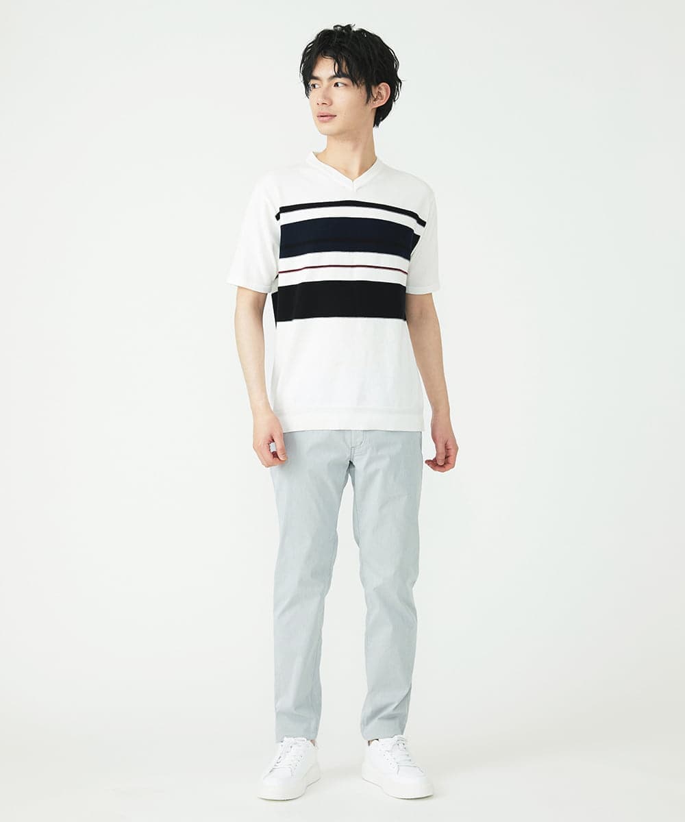 MKLGS57140 MK MICHEL KLEIN HOMME(MKミッシェルクランオム) クールマックスピケストレッチパンツ ライトグレー(91)