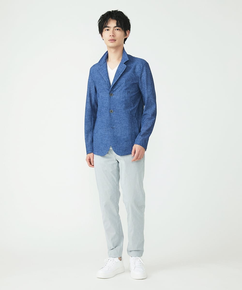 MKLGS57140 MK MICHEL KLEIN HOMME(MKミッシェルクランオム) クールマックスピケストレッチパンツ ライトグレー(91)