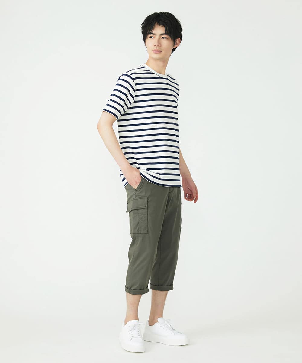 MKLGT42130 MK MICHEL KLEIN HOMME(MKミッシェルクランオム) ストレッチカーゴクロップドパンツ カーキ(36)