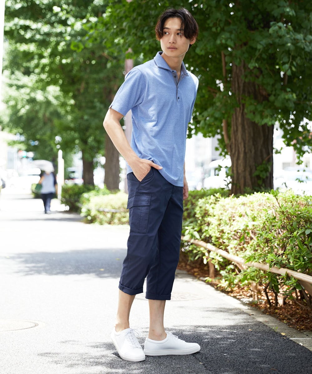 MKLGT42130 MK MICHEL KLEIN HOMME(MKミッシェルクランオム) ストレッチカーゴクロップドパンツ ネイビー(57)