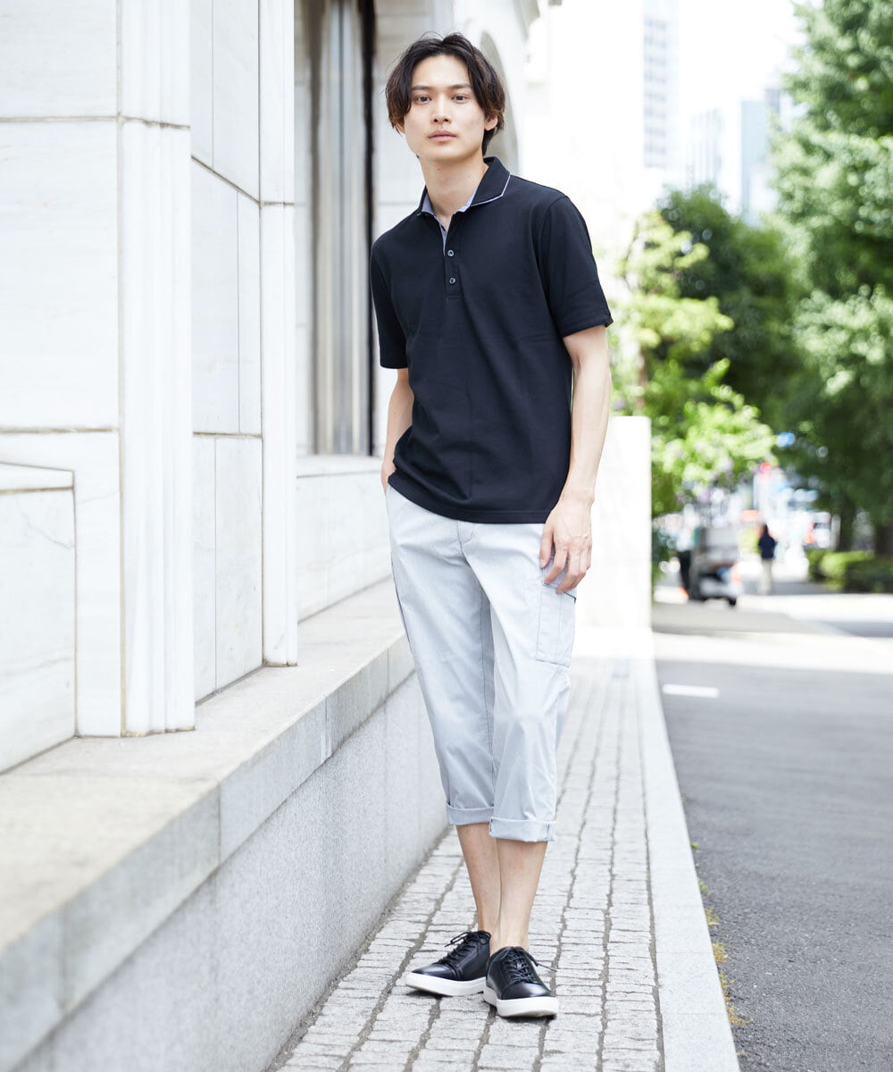 MKLGT42130 MK MICHEL KLEIN HOMME(MKミッシェルクランオム) ストレッチカーゴクロップドパンツ ライトグレー(91)