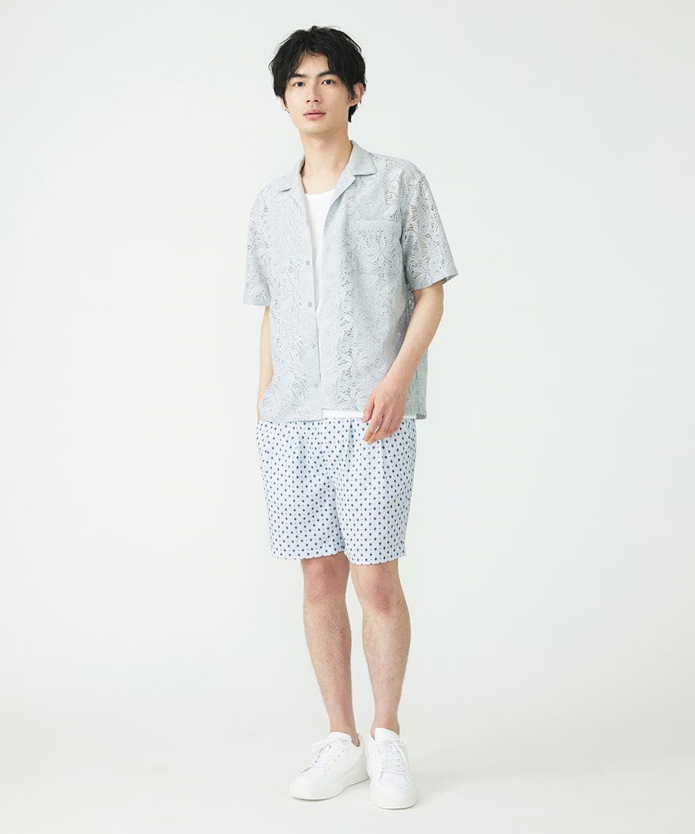 MKLGU89090 MK MICHEL KLEIN HOMME(MKミッシェルクランオム) サテンショートパンツ ブルー(55)