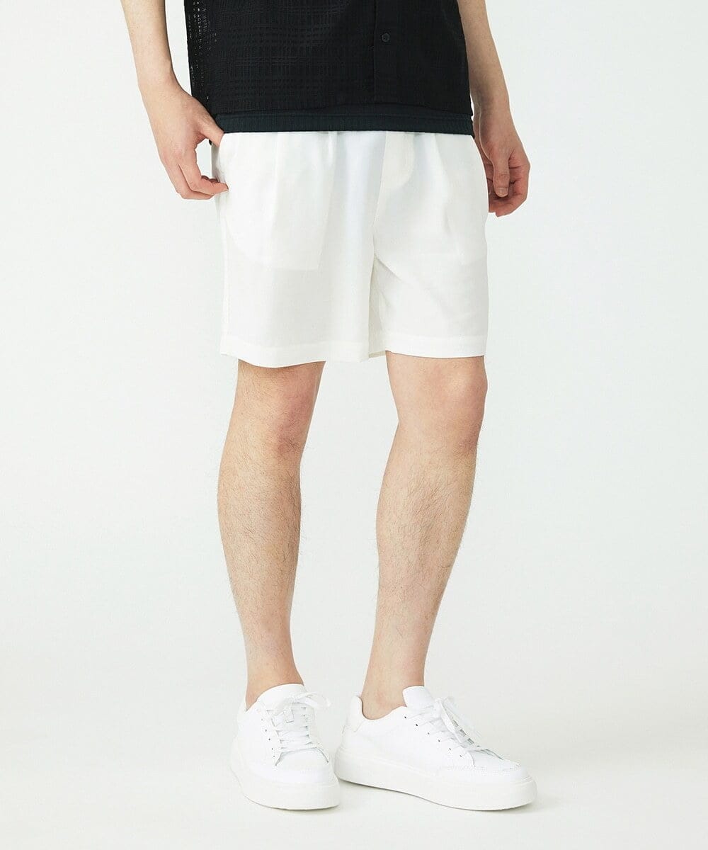 MKLGU89090 MK MICHEL KLEIN HOMME(MKミッシェルクランオム) サテンショートパンツ ホワイト(90)