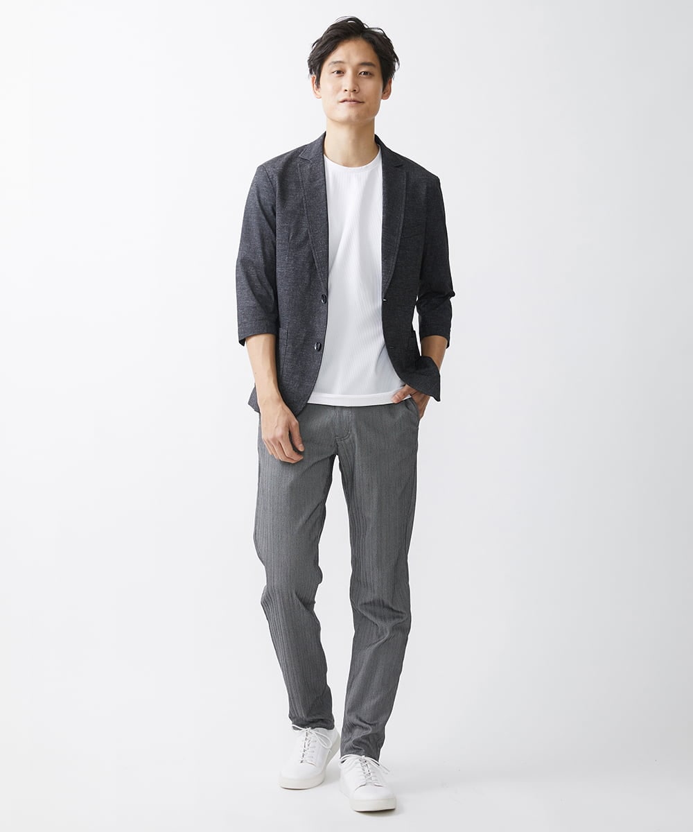 MKLGV57130 MK MICHEL KLEIN HOMME(MKミッシェルクランオム) MAGICヘリンボンパンツ ダークグレー(93)