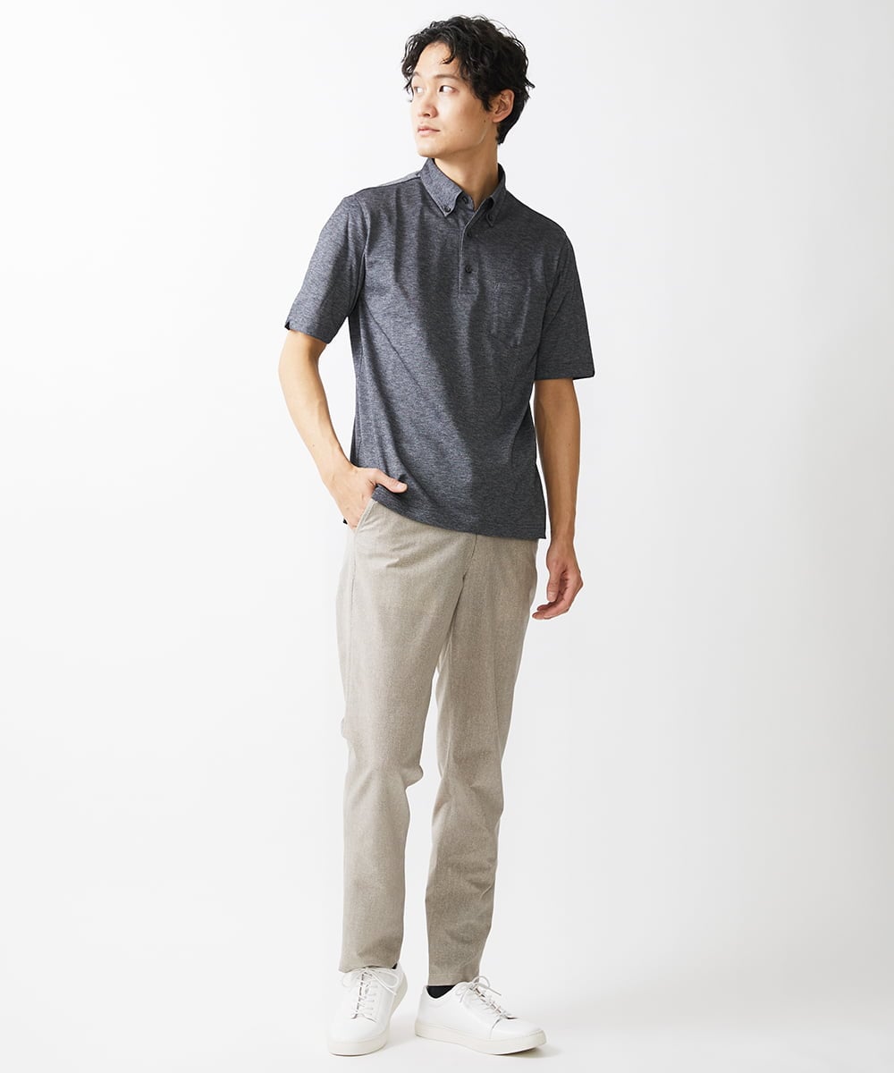 MKLGV65130 MK MICHEL KLEIN HOMME(MKミッシェルクランオム) 【機能素材/セットアップ対応】スラックスパンツ/COOLDOTS ROYAL PRINT ベージュ