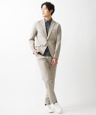 MKLGV65130 MK MICHEL KLEIN HOMME(MKミッシェルクランオム) 【機能素材/セットアップ対応】スラックスパンツ/COOLDOTS ROYAL PRINT ベージュ