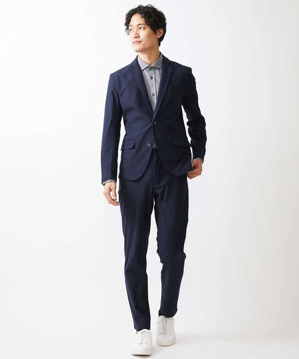 MKLGV66130 MK MICHEL KLEIN HOMME(MKミッシェルクランオム) トリコメッシュスラックス【セットアップ対応】 ネイビー