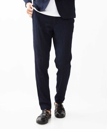 MKLGV73160 MK MICHEL KLEIN HOMME リネンタッチ楊柳スラックスパンツ【セットアップ対応】