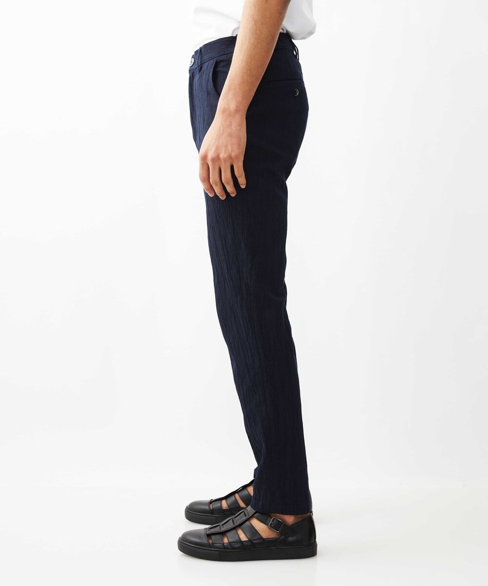 MKLGV73160 MK MICHEL KLEIN HOMME(MKミッシェルクランオム) リネンタッチ楊柳スラックスパンツ【セットアップ対応】 ネイビー