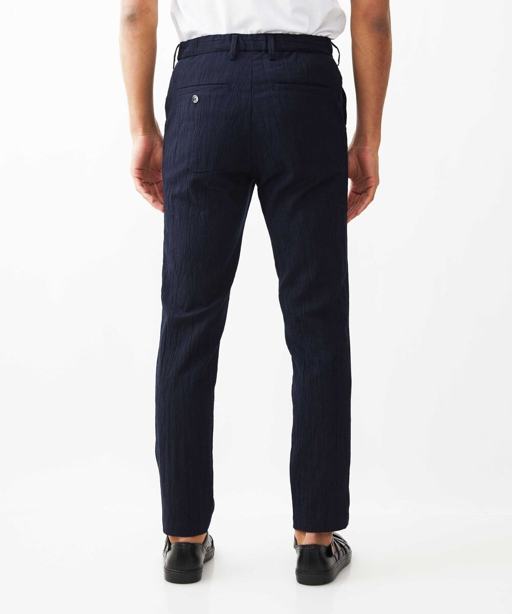 MKLGV73160 MK MICHEL KLEIN HOMME(MKミッシェルクランオム) リネンタッチ楊柳スラックスパンツ【セットアップ対応】 ネイビー