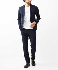 MKLGV73160 MK MICHEL KLEIN HOMME(MKミッシェルクランオム) リネンタッチ楊柳スラックスパンツ【セットアップ対応】 ネイビー