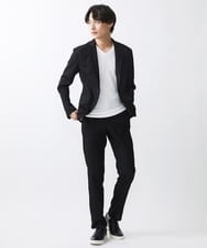 MKLGV73160 MK MICHEL KLEIN HOMME(MKミッシェルクランオム) リネンタッチ楊柳スラックスパンツ【セットアップ対応】 ブラック