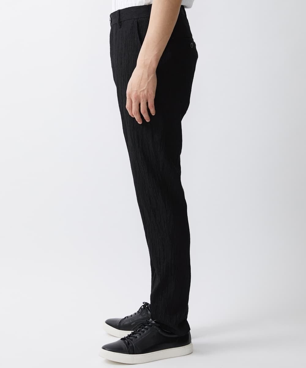 MKLGV73160 MK MICHEL KLEIN HOMME(MKミッシェルクランオム) リネンタッチ楊柳スラックスパンツ【セットアップ対応】 ブラック