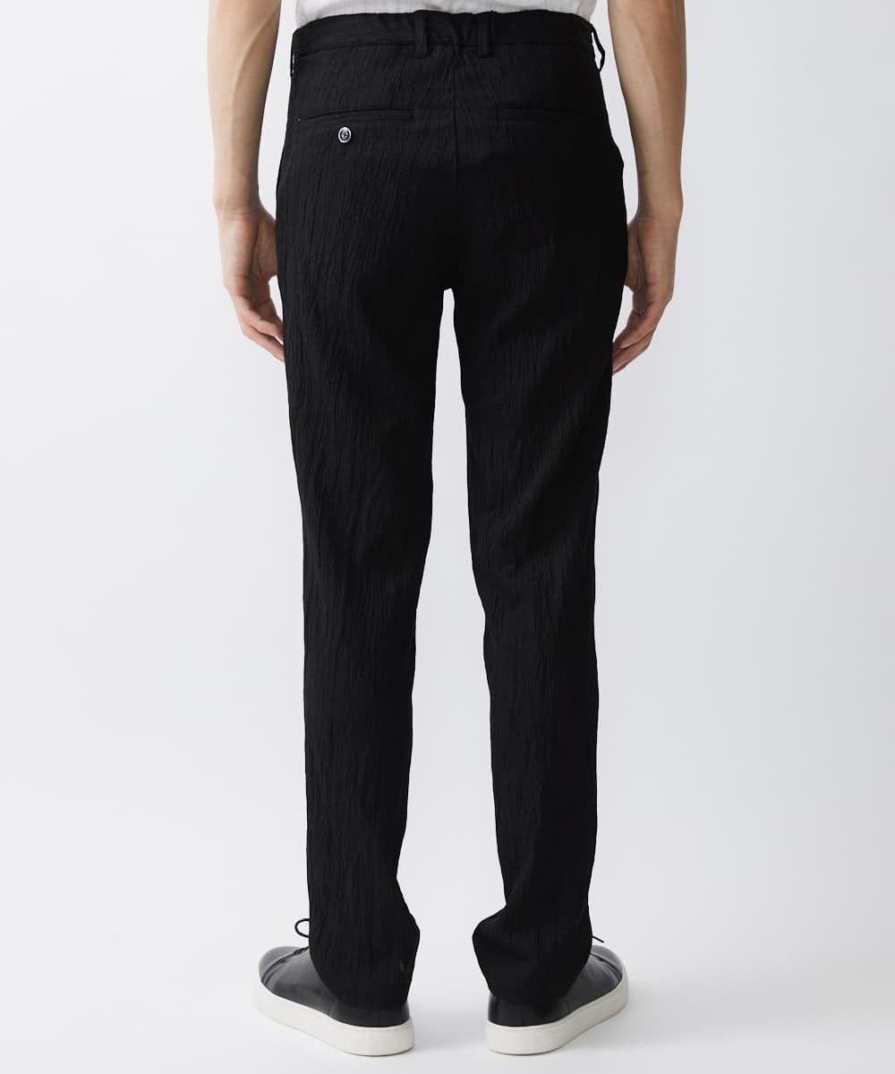 MKLGV73160 MK MICHEL KLEIN HOMME(MKミッシェルクランオム) リネンタッチ楊柳スラックスパンツ【セットアップ対応】 ブラック