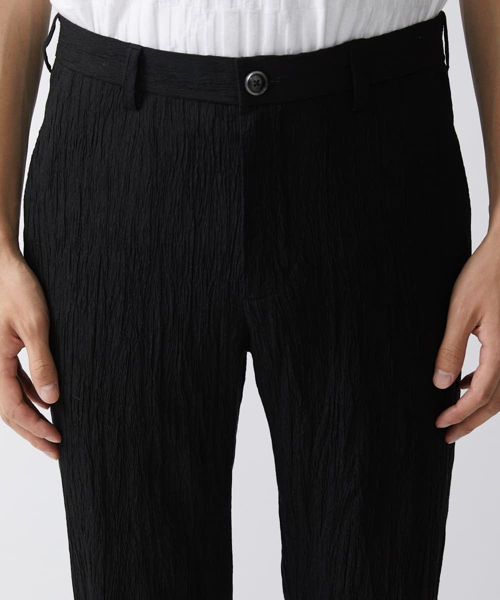 MKLGV73160 MK MICHEL KLEIN HOMME(MKミッシェルクランオム) リネンタッチ楊柳スラックスパンツ【セットアップ対応】 ブラック