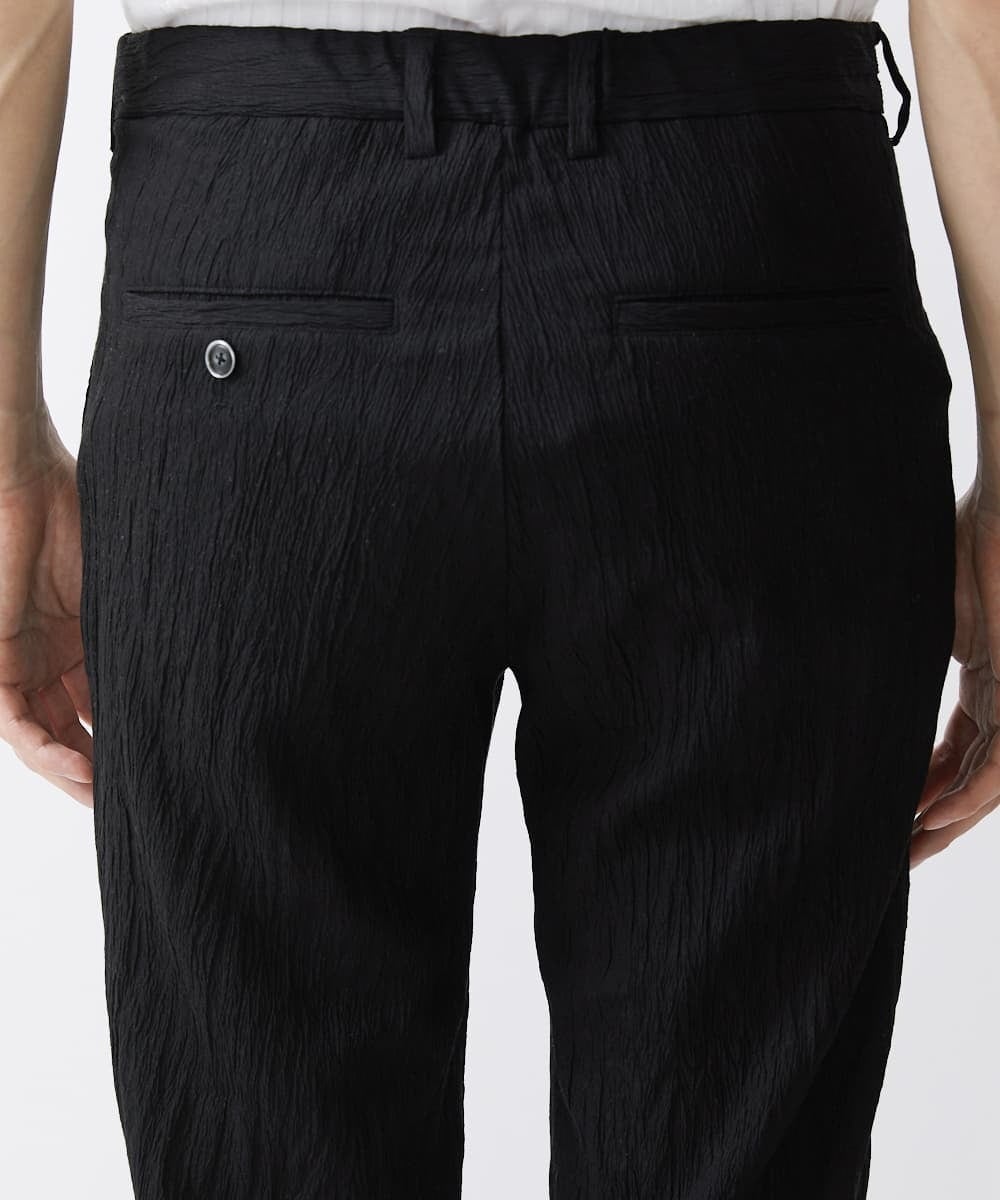 MKLGV73160 MK MICHEL KLEIN HOMME(MKミッシェルクランオム) リネンタッチ楊柳スラックスパンツ【セットアップ対応】 ブラック