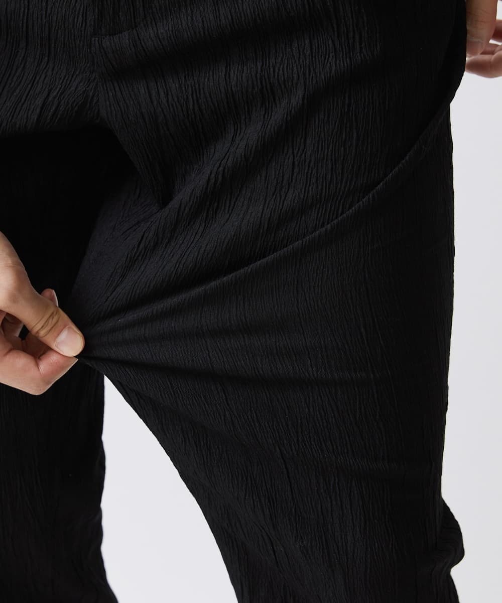 MKLGV73160 MK MICHEL KLEIN HOMME(MKミッシェルクランオム) リネンタッチ楊柳スラックスパンツ【セットアップ対応】 ブラック