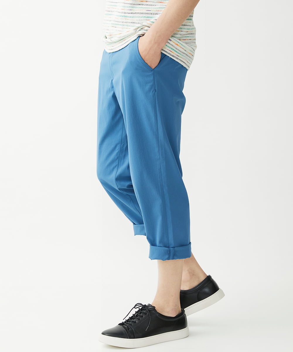 MKLGX08120 MK MICHEL KLEIN HOMME(MKミッシェルクランオム) 【大きいサイズあり】クロップドパンツ / ウォッシュドツイル ブルー