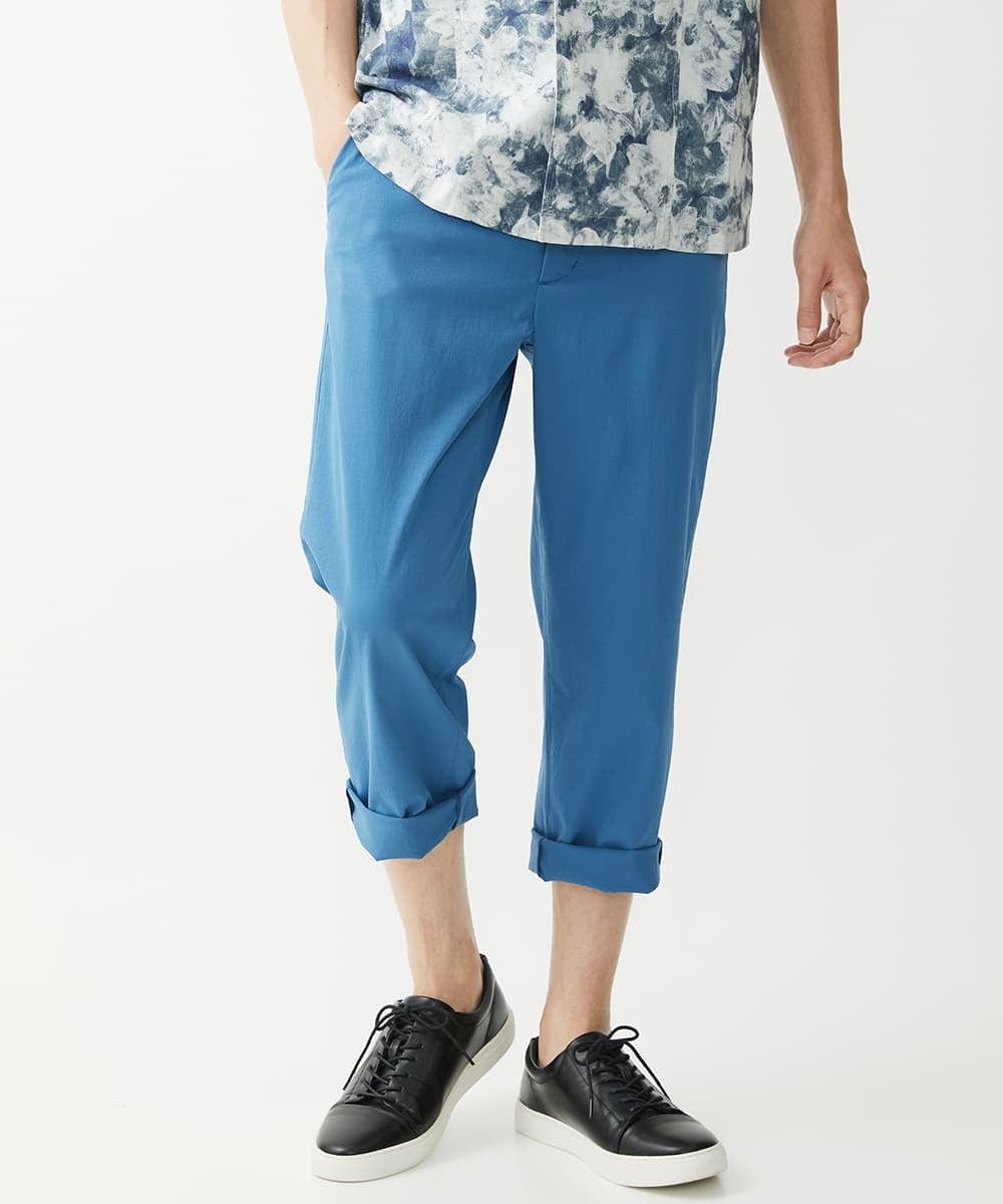 MKLGX08120 MK MICHEL KLEIN HOMME(MKミッシェルクランオム) 【大きいサイズあり】クロップドパンツ / ウォッシュドツイル ブルー