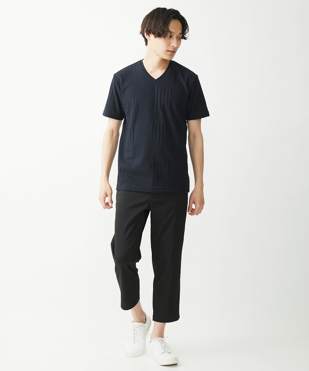 MKLGX08120 MK MICHEL KLEIN HOMME(MKミッシェルクランオム) 【大きいサイズあり】クロップドパンツ / ウォッシュドツイル ブラック