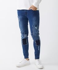 MKLGX88160 MK MICHEL KLEIN HOMME(MKミッシェルクランオム) パッチワークダメージデニム ネイビー