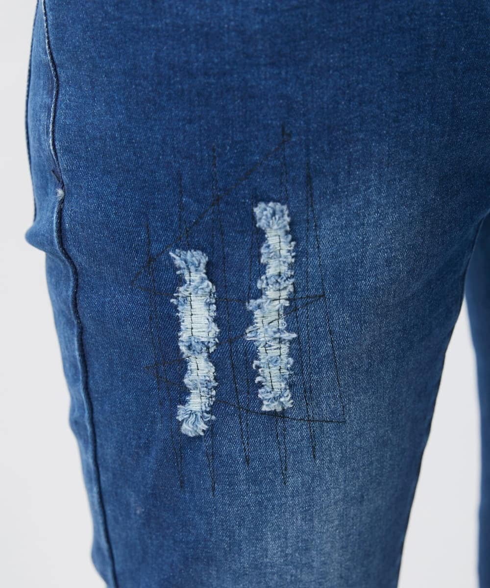 MKLGX88160 MK MICHEL KLEIN HOMME(MKミッシェルクランオム) パッチワークダメージデニム ネイビー