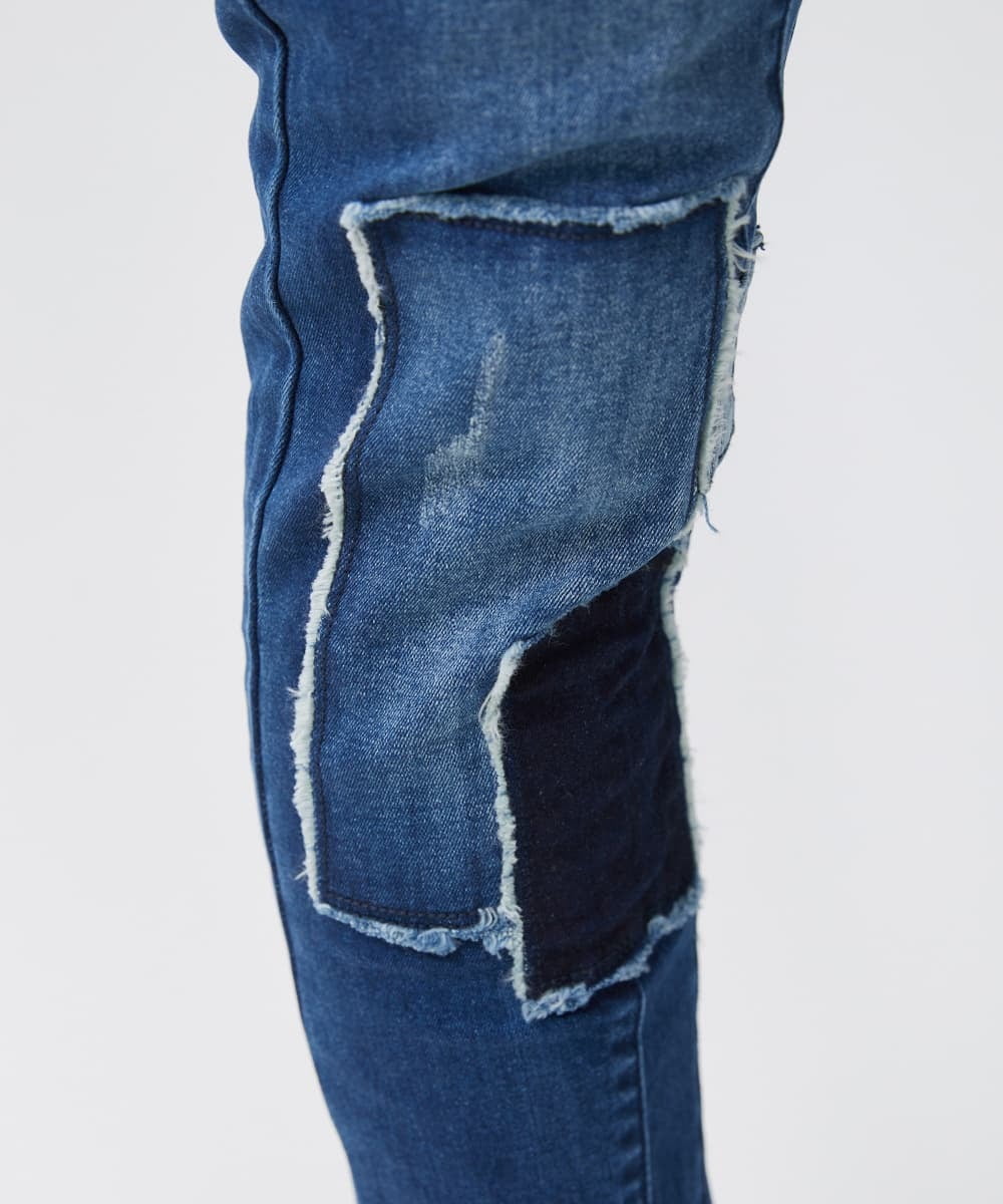 MKLGX88160 MK MICHEL KLEIN HOMME(MKミッシェルクランオム) パッチワークダメージデニム ネイビー