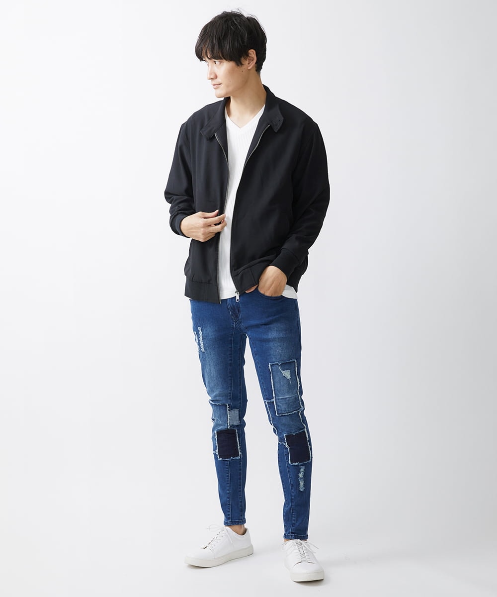 MKLGX88160 MK MICHEL KLEIN HOMME(MKミッシェルクランオム) パッチワークダメージデニム ネイビー
