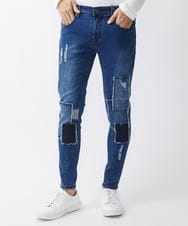 MKLGX88160 MK MICHEL KLEIN HOMME(MKミッシェルクランオム) パッチワークダメージデニム ネイビー