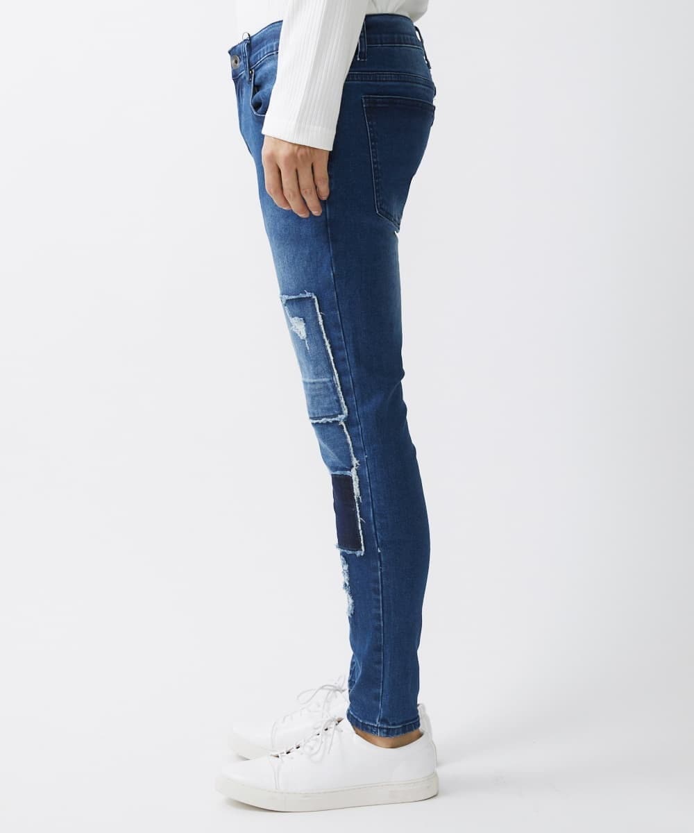 MKLGX88160 MK MICHEL KLEIN HOMME(MKミッシェルクランオム) パッチワークダメージデニム ネイビー
