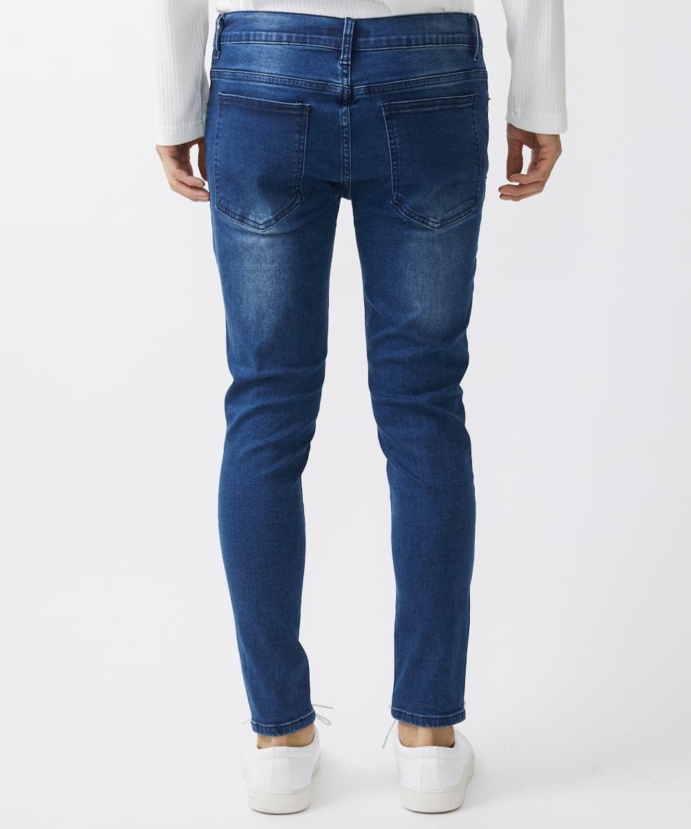 MKLGX88160 MK MICHEL KLEIN HOMME(MKミッシェルクランオム) パッチワークダメージデニム ネイビー