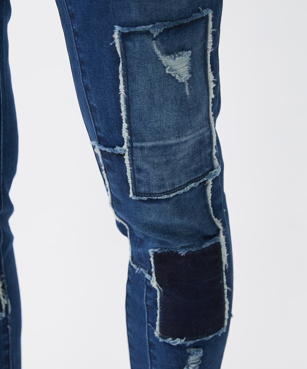MKLGX88160 MK MICHEL KLEIN HOMME(MKミッシェルクランオム) パッチワークダメージデニム ネイビー