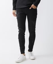 MKLGX88160 MK MICHEL KLEIN HOMME(MKミッシェルクランオム) パッチワークダメージデニム ブラック