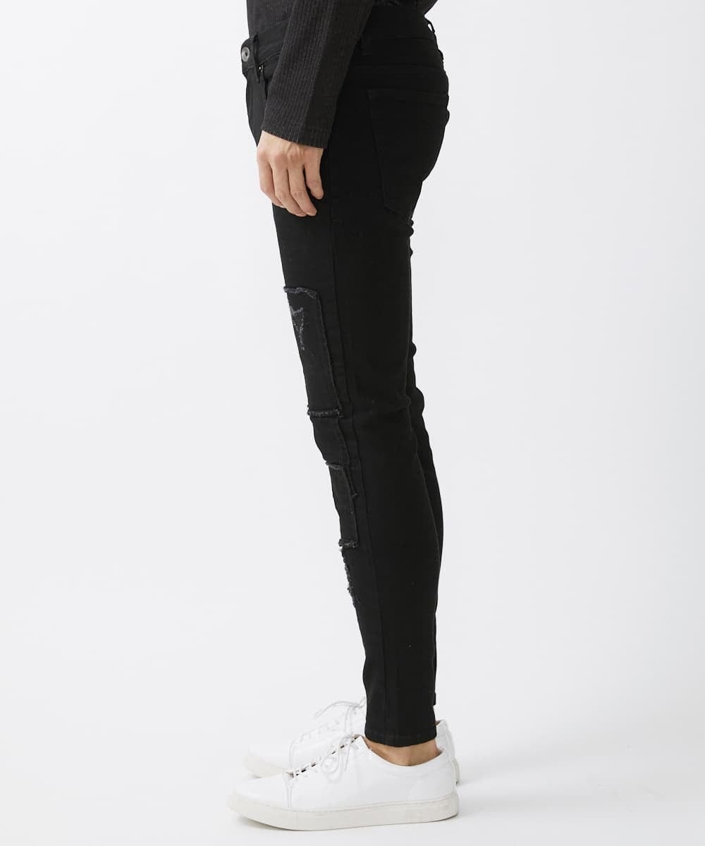 MKLGX88160 MK MICHEL KLEIN HOMME(MKミッシェルクランオム) パッチワークダメージデニム ブラック
