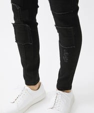 MKLGX88160 MK MICHEL KLEIN HOMME(MKミッシェルクランオム) パッチワークダメージデニム ブラック