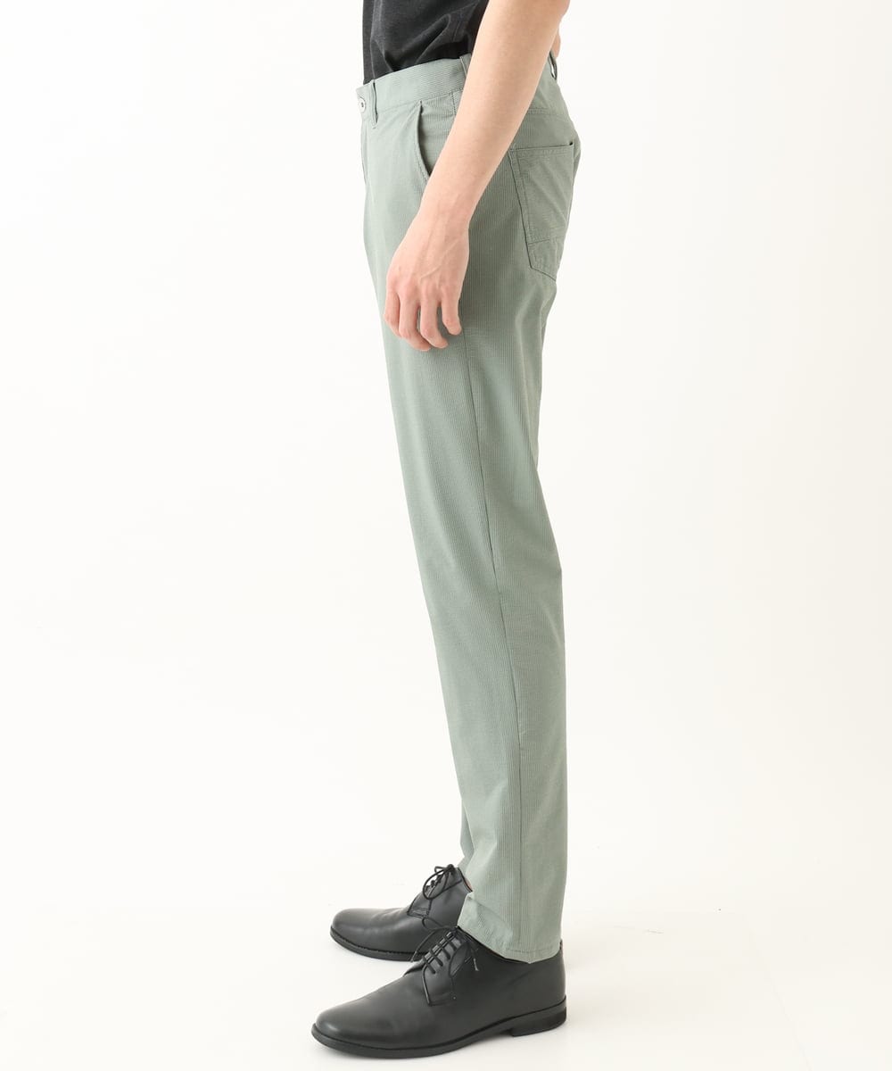 MKLHC01090 MK MICHEL KLEIN HOMME(MKミッシェルクランオム) 【洗える / 快適清涼素材】サマーサッカーストライプパンツ カーキ