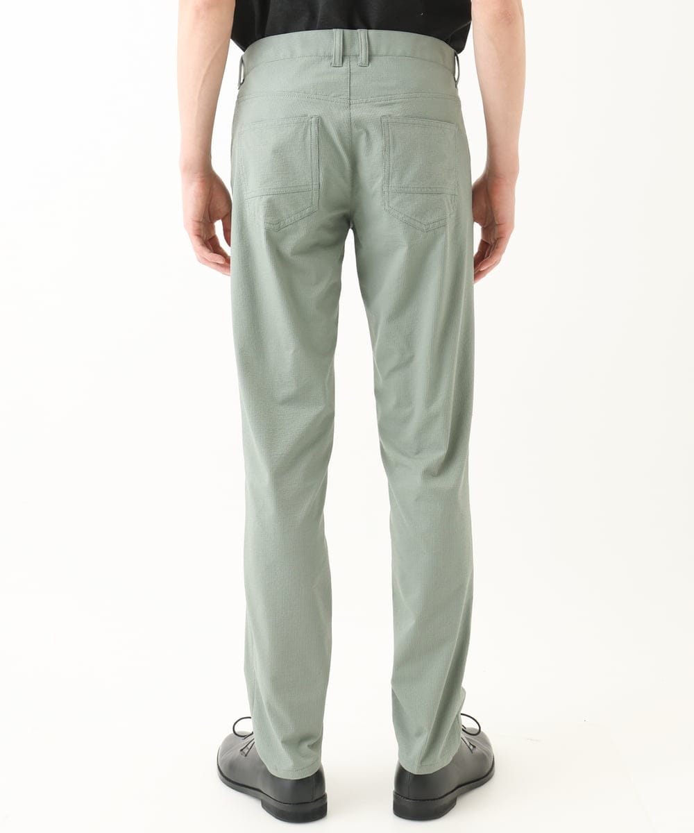 MKLHC01090 MK MICHEL KLEIN HOMME(MKミッシェルクランオム) 【洗える / 快適清涼素材】サマーサッカーストライプパンツ カーキ