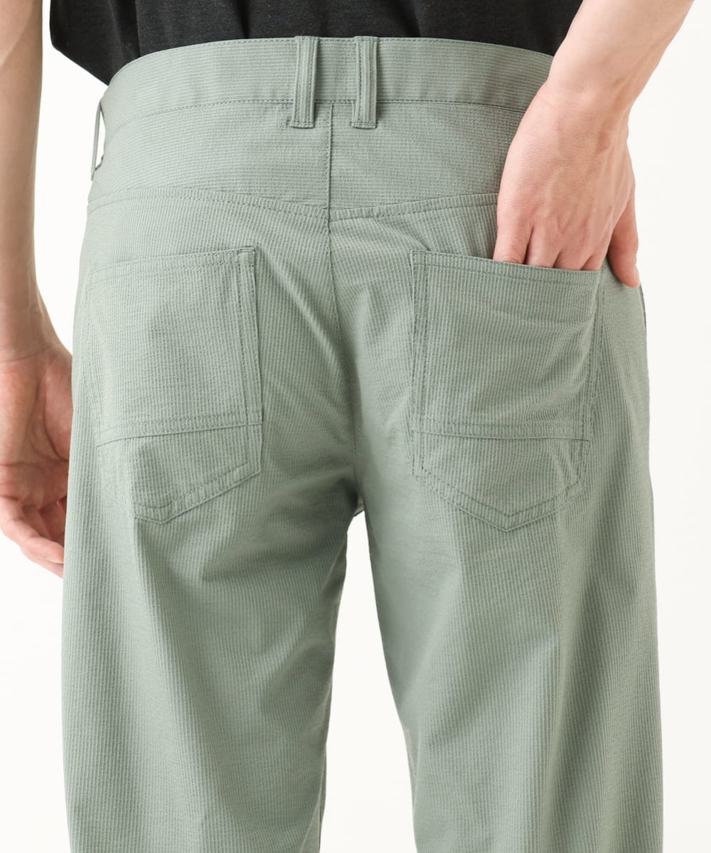 MKLHC01090 MK MICHEL KLEIN HOMME(MKミッシェルクランオム) 【洗える / 快適清涼素材】サマーサッカーストライプパンツ カーキ