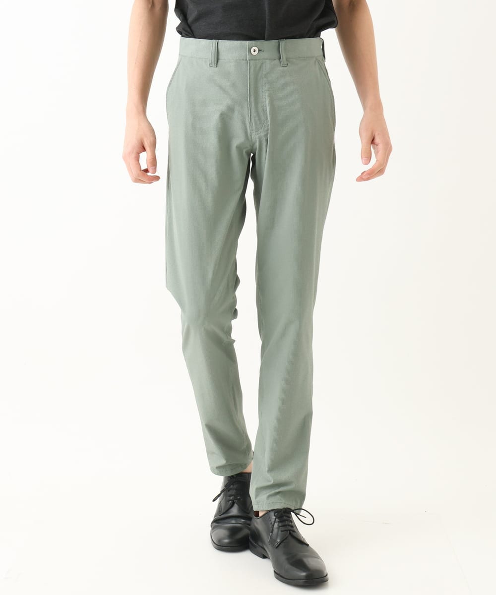 MKLHC01090 MK MICHEL KLEIN HOMME(MKミッシェルクランオム) 【洗える / 快適清涼素材】サマーサッカーストライプパンツ カーキ